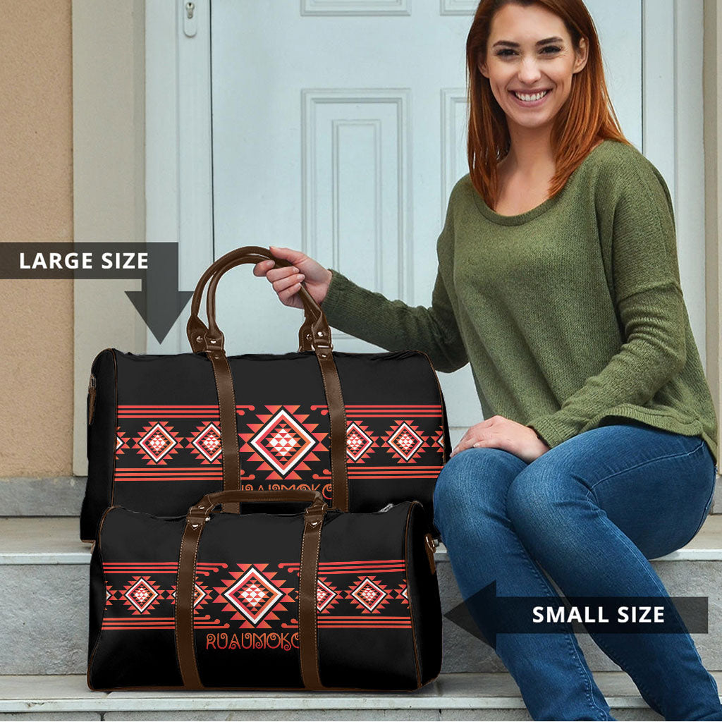 Aotearoa Atua Ruaumoko Travel Bag Maori Powerful God Taniko Motifs