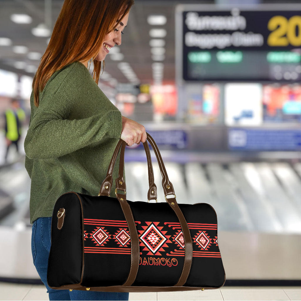 Aotearoa Atua Ruaumoko Travel Bag Maori Powerful God Taniko Motifs