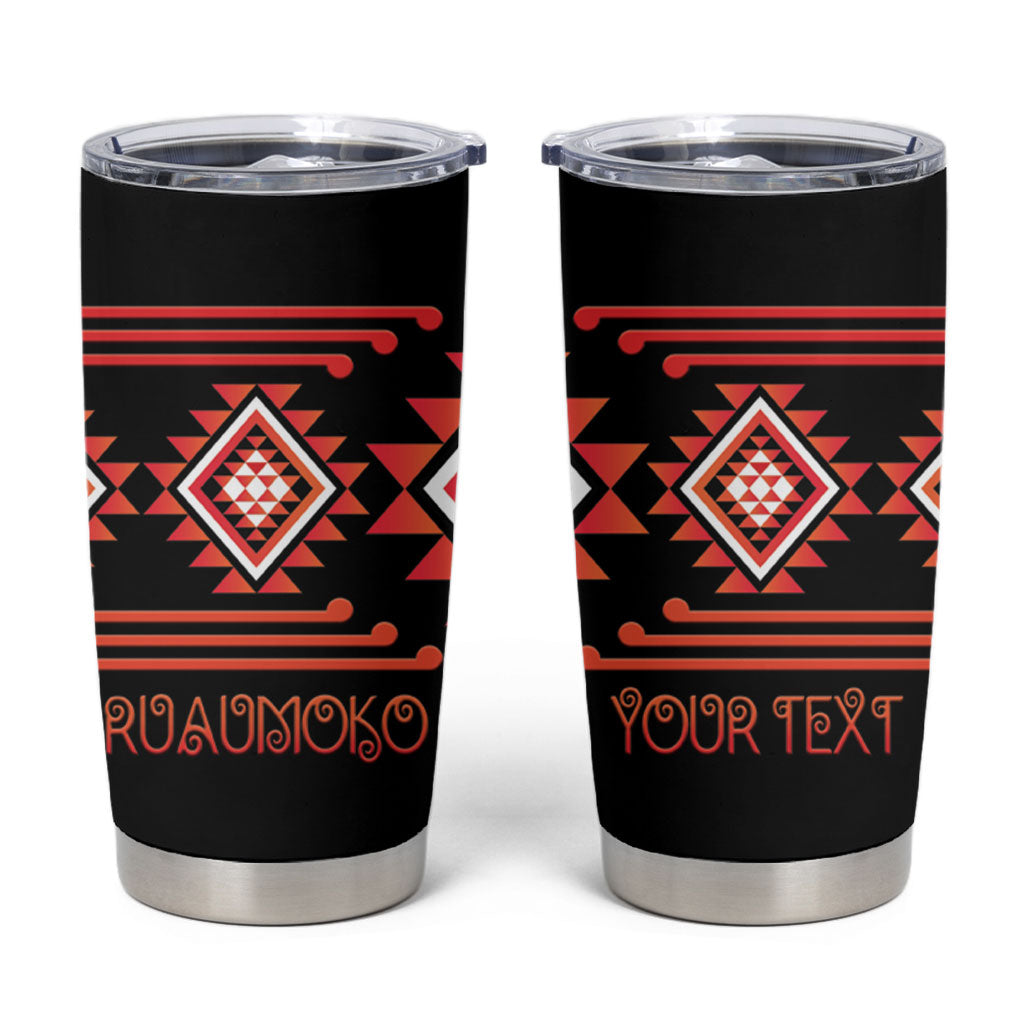 Aotearoa Atua Ruaumoko Personalised Tumbler Cup Maori Powerful God Taniko Motifs