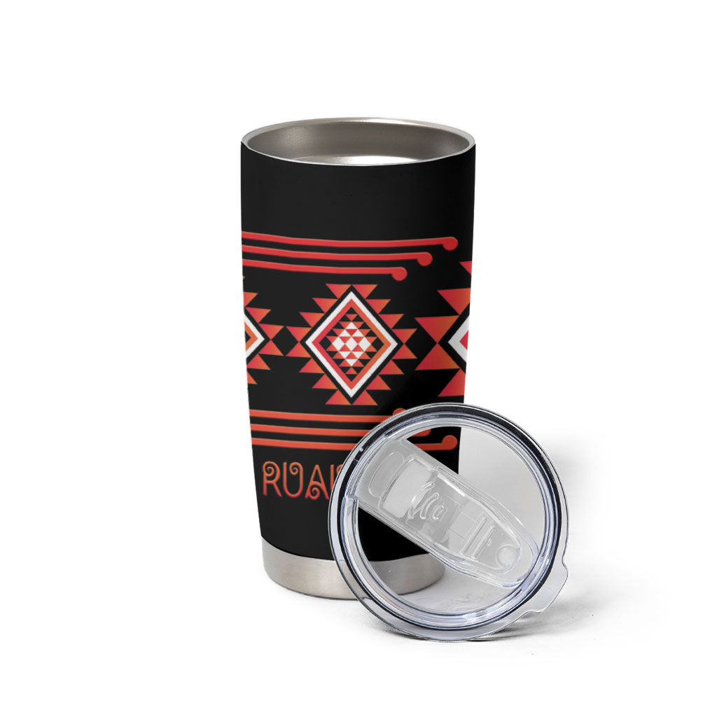 Aotearoa Atua Ruaumoko Personalised Tumbler Cup Maori Powerful God Taniko Motifs