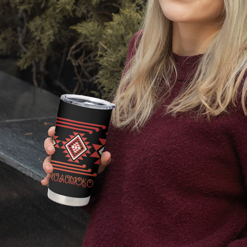 Aotearoa Atua Ruaumoko Personalised Tumbler Cup Maori Powerful God Taniko Motifs