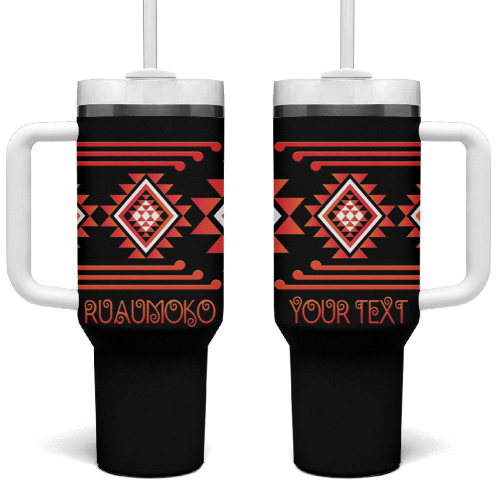 Aotearoa Atua Ruaumoko Personalised Tumbler With Handle Maori Powerful God Taniko Motifs