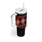 Aotearoa Atua Ruaumoko Personalised Tumbler With Handle Maori Powerful God Taniko Motifs