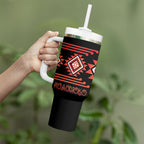 Aotearoa Atua Ruaumoko Personalised Tumbler With Handle Maori Powerful God Taniko Motifs