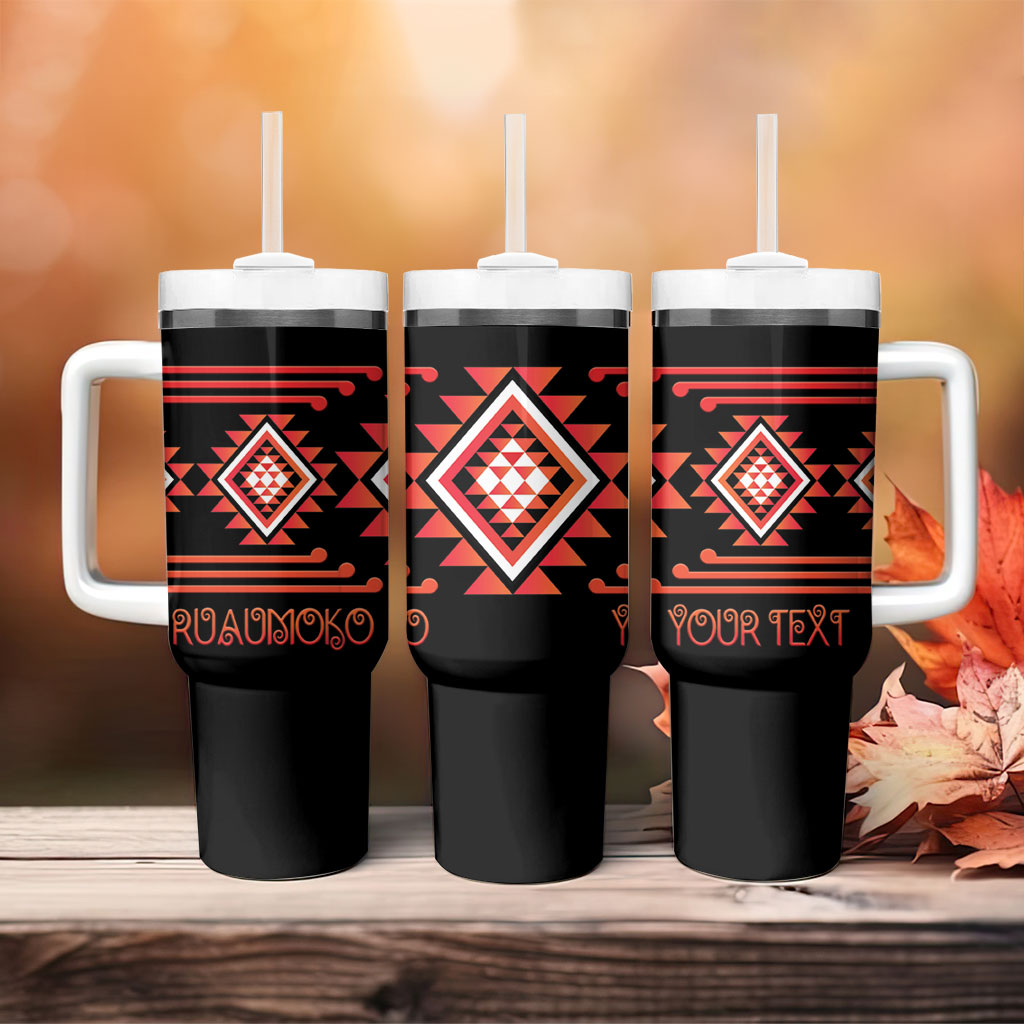 Aotearoa Atua Ruaumoko Personalised Tumbler With Handle Maori Powerful God Taniko Motifs