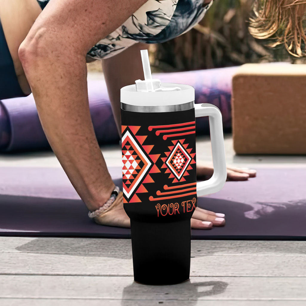 Aotearoa Atua Ruaumoko Personalised Tumbler With Handle Maori Powerful God Taniko Motifs