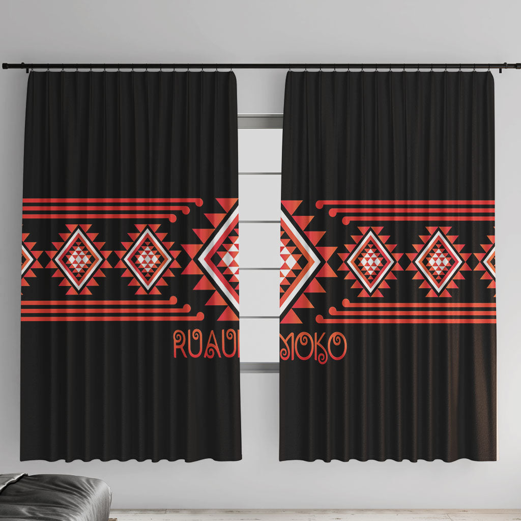 Aotearoa Atua Ruaumoko Window Curtain Maori Powerful God Taniko Motifs
