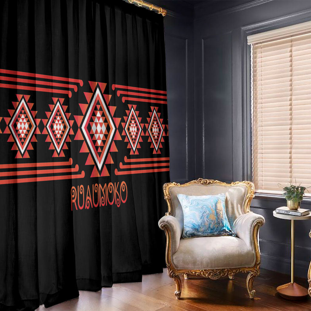 Aotearoa Atua Ruaumoko Window Curtain Maori Powerful God Taniko Motifs