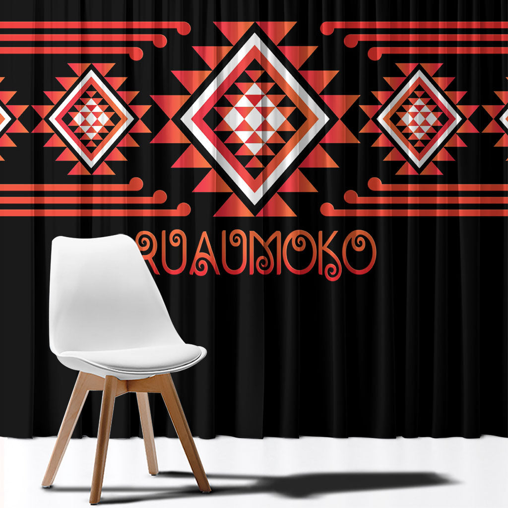 Aotearoa Atua Ruaumoko Window Curtain Maori Powerful God Taniko Motifs