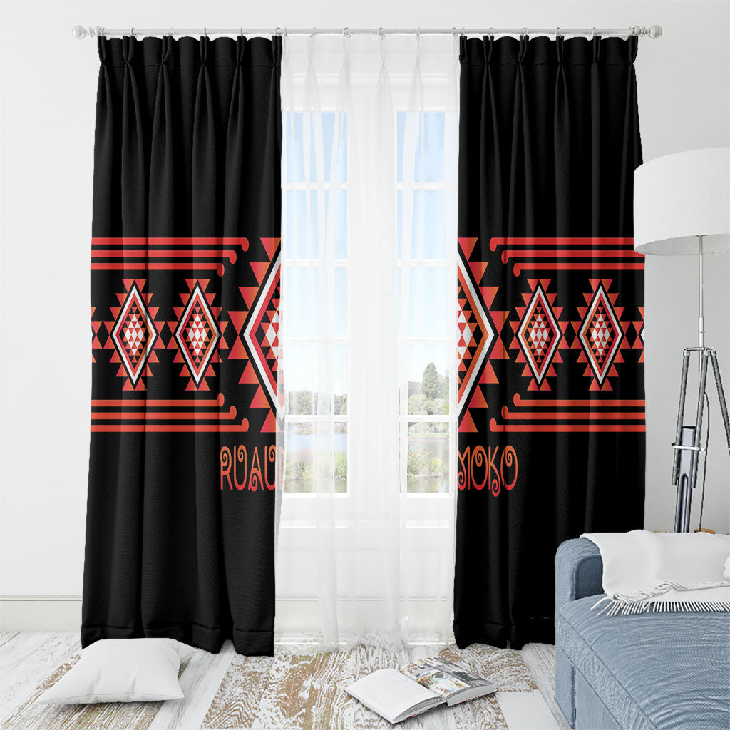 Aotearoa Atua Ruaumoko Window Curtain Maori Powerful God Taniko Motifs