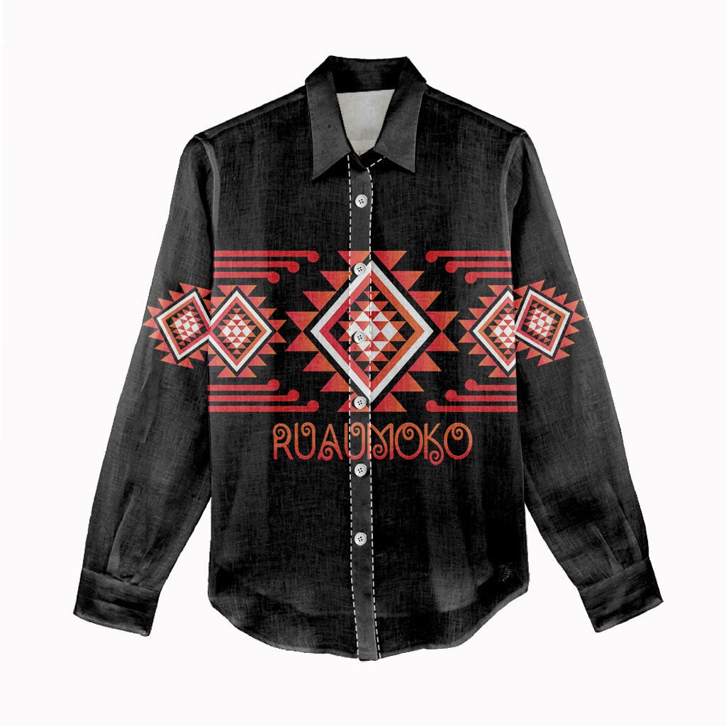 Aotearoa Atua Ruaumoko Personalised Women Casual Shirt Maori Powerful God Taniko Motifs