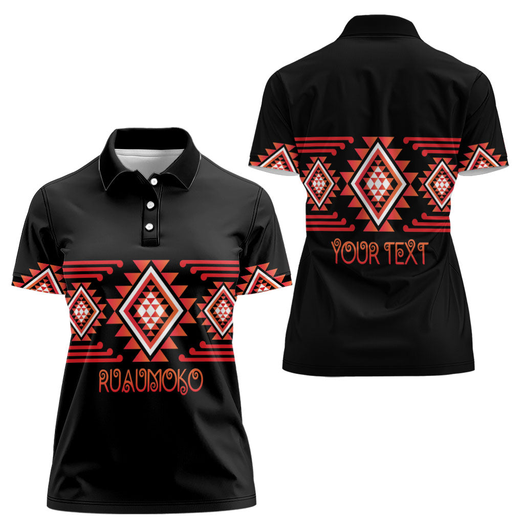 Aotearoa Atua Ruaumoko Personalised Women Polo Shirt Maori Powerful God Taniko Motifs