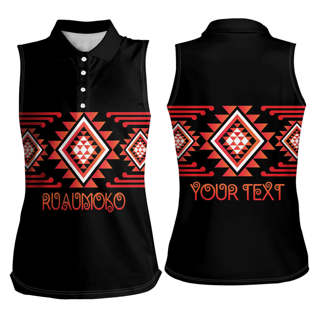 Aotearoa Atua Ruaumoko Personalised Women Sleeveless Polo Shirt Maori Powerful God Taniko Motifs