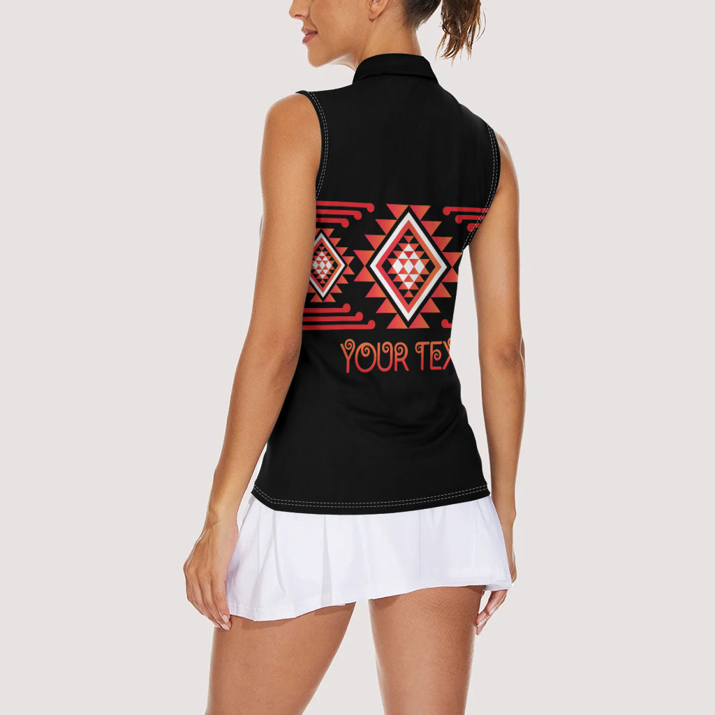 Aotearoa Atua Ruaumoko Personalised Women Sleeveless Polo Shirt Maori Powerful God Taniko Motifs