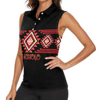 Aotearoa Atua Ruaumoko Personalised Women Sleeveless Polo Shirt Maori Powerful God Taniko Motifs