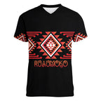 Aotearoa Atua Ruaumoko Personalised Women V-Neck T-Shirt Maori Powerful God Taniko Motifs