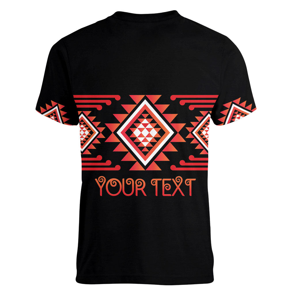 Aotearoa Atua Ruaumoko Personalised Women V-Neck T-Shirt Maori Powerful God Taniko Motifs