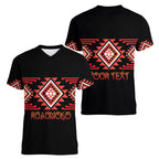 Aotearoa Atua Ruaumoko Personalised Women V-Neck T-Shirt Maori Powerful God Taniko Motifs