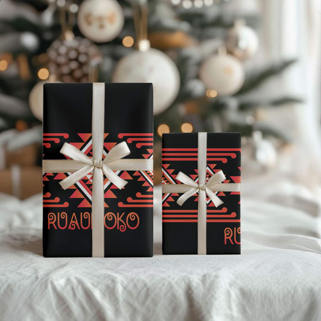 Aotearoa Atua Ruaumoko Wrapping Paper Maori Powerful God Taniko Motifs