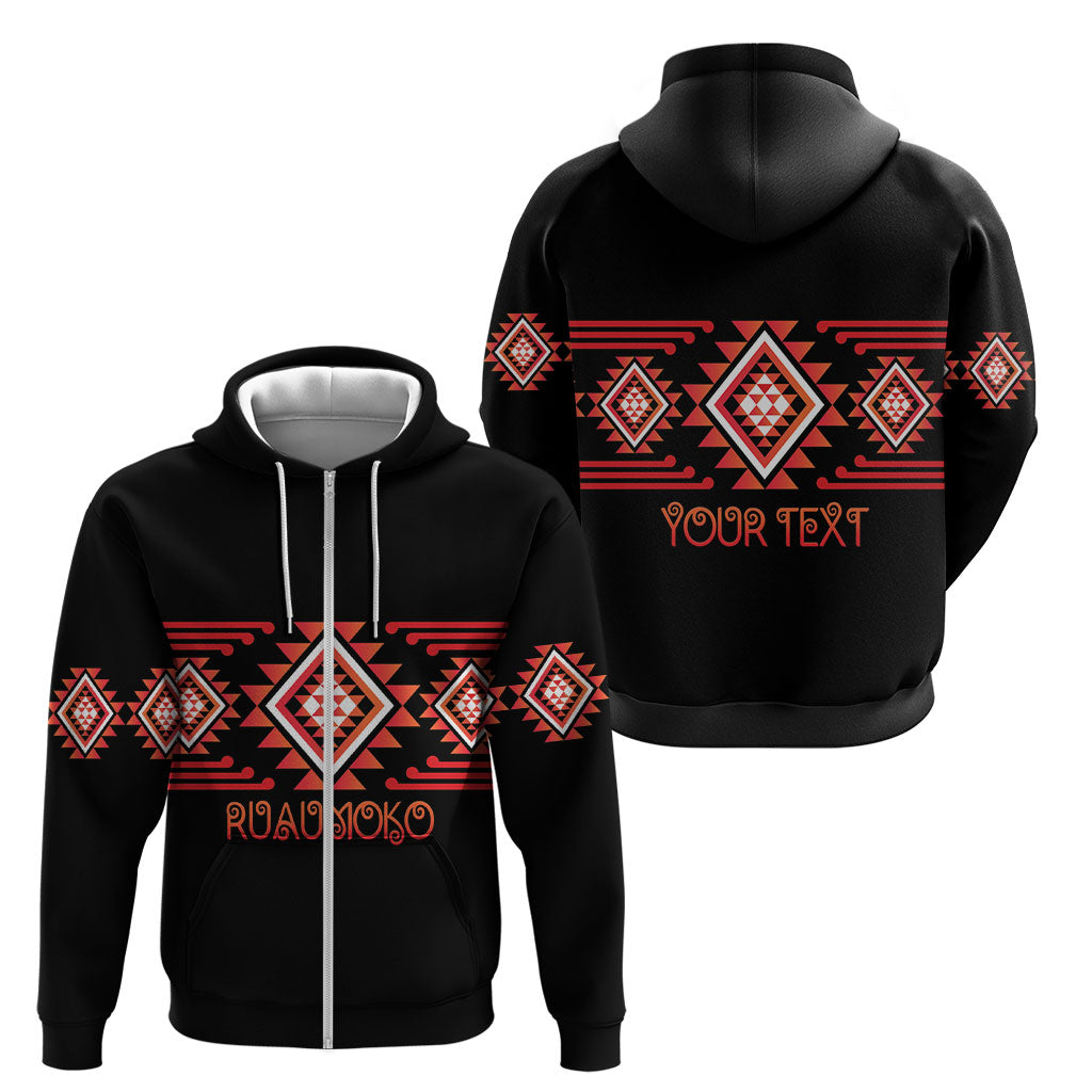 Aotearoa Atua Ruaumoko Personalised Zip Hoodie Maori Powerful God Taniko Motifs