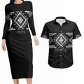 Aotearoa Atua Rehua Personalised Couples Matching Long Sleeve Bodycon Dress and Hawaiian Shirt Maori God Of Healing Taniko Motifs