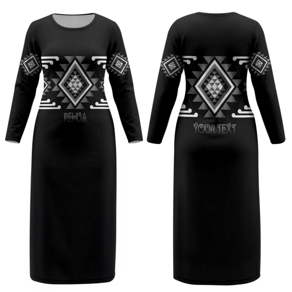 Aotearoa Atua Rehua Personalised Couples Matching Long Sleeve Bodycon Dress and Hawaiian Shirt Maori God Of Healing Taniko Motifs