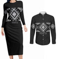 Aotearoa Atua Rehua Personalised Couples Matching Long Sleeve Bodycon Dress and Long Sleeve Button Shirt Maori God Of Healing Taniko Motifs