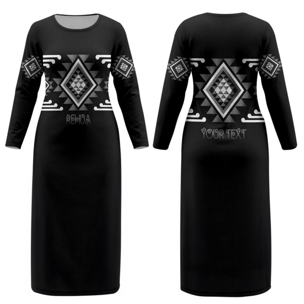 Aotearoa Atua Rehua Personalised Couples Matching Long Sleeve Bodycon Dress and Long Sleeve Button Shirt Maori God Of Healing Taniko Motifs