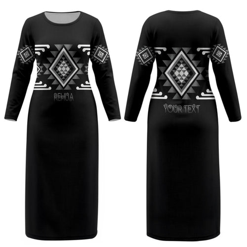 Aotearoa Atua Rehua Personalised Couples Matching Long Sleeve Bodycon Dress and Long Sleeve Button Shirt Maori God Of Healing Taniko Motifs
