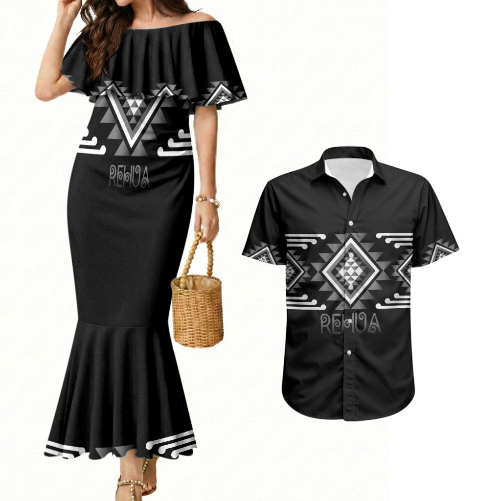 Aotearoa Atua Rehua Personalised Couples Matching Mermaid Dress and Hawaiian Shirt Maori God Of Healing Taniko Motifs