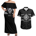 Aotearoa Atua Rehua Personalised Couples Matching Off Shoulder Maxi Dress and Hawaiian Shirt Maori God Of Healing Taniko Motifs