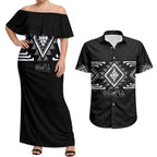 Aotearoa Atua Rehua Personalised Couples Matching Off Shoulder Maxi Dress and Hawaiian Shirt Maori God Of Healing Taniko Motifs