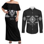 Aotearoa Atua Rehua Personalised Couples Matching Off Shoulder Maxi Dress and Long Sleeve Button Shirt Maori God Of Healing Taniko Motifs