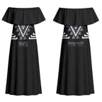 Aotearoa Atua Rehua Personalised Couples Matching Off Shoulder Maxi Dress and Long Sleeve Button Shirt Maori God Of Healing Taniko Motifs