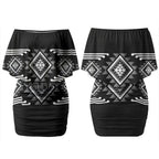 Aotearoa Atua Rehua Personalised Couples Matching Off Shoulder Short Dress and Long Sleeve Button Shirt Maori God Of Healing Taniko Motifs