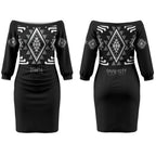 Aotearoa Atua Rehua Personalised Couples Matching Off The Shoulder Long Sleeve Dress and Long Sleeve Button Shirt Maori God Of Healing Taniko Motifs