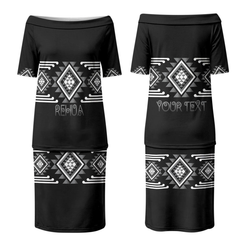 Aotearoa Atua Rehua Personalised Couples Matching Puletasi and Long Sleeve Button Shirt Maori God Of Healing Taniko Motifs