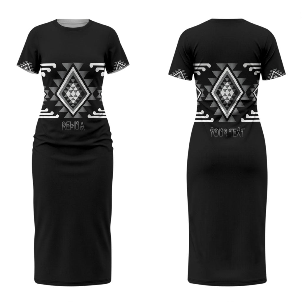 Aotearoa Atua Rehua Personalised Couples Matching Short Sleeve Bodycon Dress and Hawaiian Shirt Maori God Of Healing Taniko Motifs