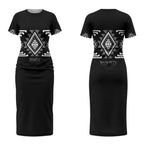 Aotearoa Atua Rehua Personalised Couples Matching Short Sleeve Bodycon Dress and Long Sleeve Button Shirt Maori God Of Healing Taniko Motifs