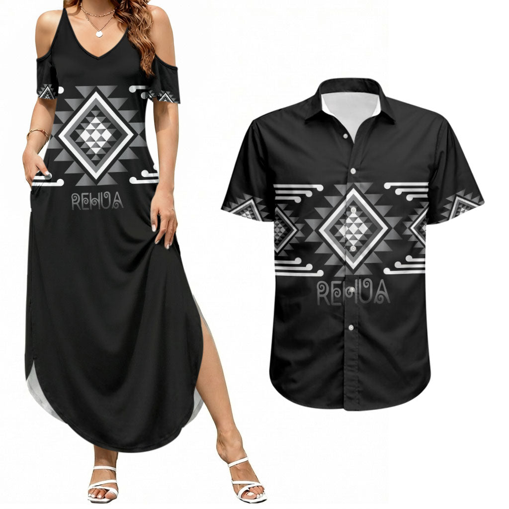 Aotearoa Atua Rehua Personalised Couples Matching Summer Maxi Dress and Hawaiian Shirt Maori God Of Healing Taniko Motifs