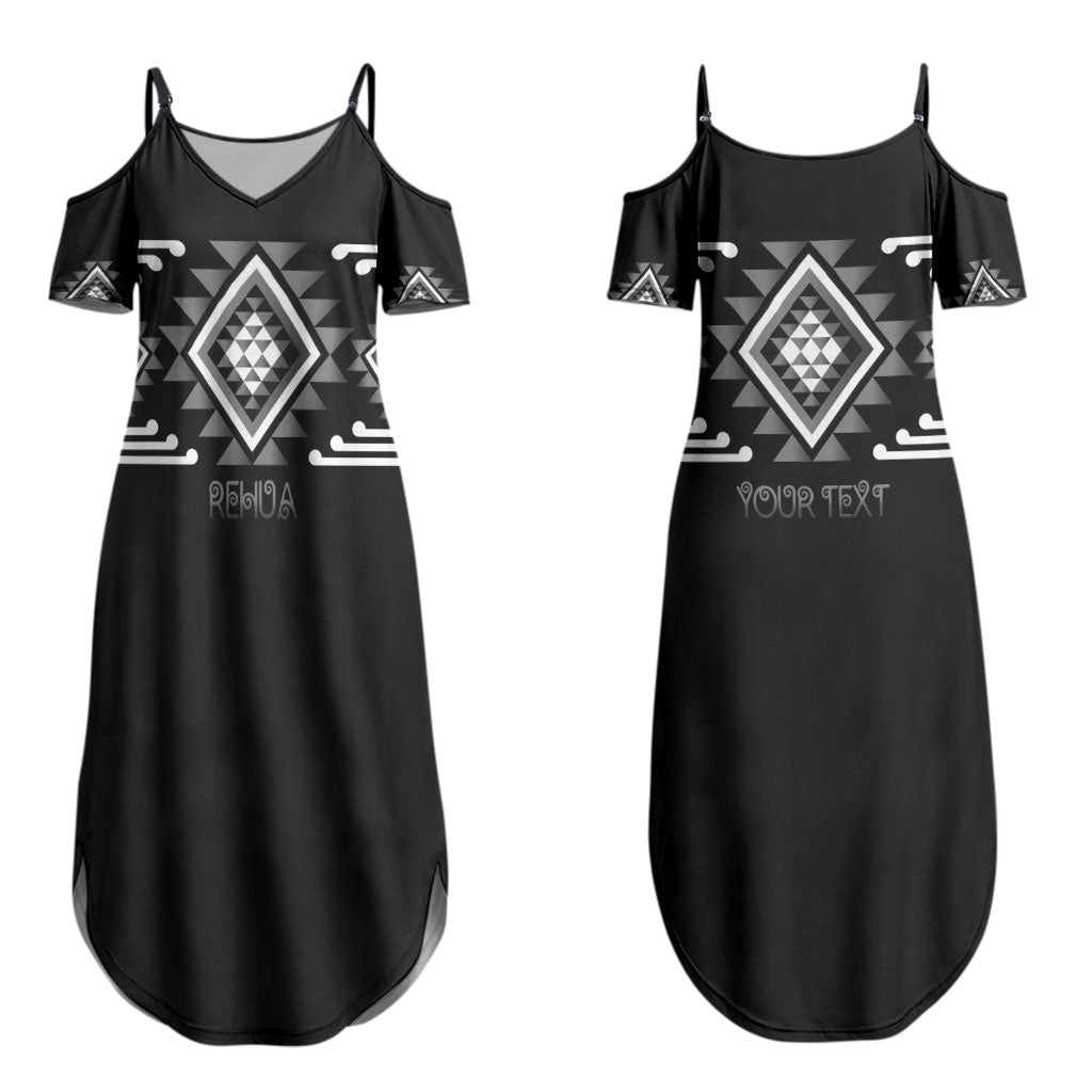 Aotearoa Atua Rehua Personalised Couples Matching Summer Maxi Dress and Long Sleeve Button Shirt Maori God Of Healing Taniko Motifs