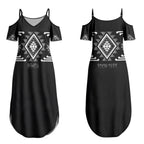 Aotearoa Atua Rehua Personalised Couples Matching Summer Maxi Dress and Long Sleeve Button Shirt Maori God Of Healing Taniko Motifs
