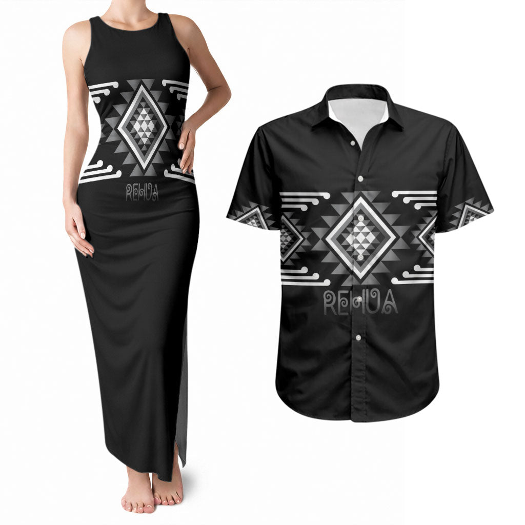 Aotearoa Atua Rehua Personalised Couples Matching Tank Maxi Dress and Hawaiian Shirt Maori God Of Healing Taniko Motifs