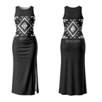 Aotearoa Atua Rehua Personalised Couples Matching Tank Maxi Dress and Long Sleeve Button Shirt Maori God Of Healing Taniko Motifs