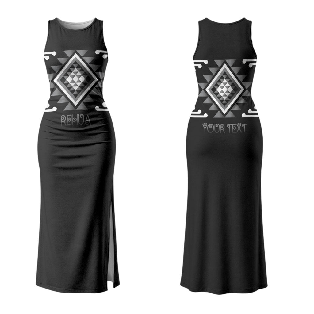 Aotearoa Atua Rehua Personalised Couples Matching Tank Maxi Dress and Long Sleeve Button Shirt Maori God Of Healing Taniko Motifs