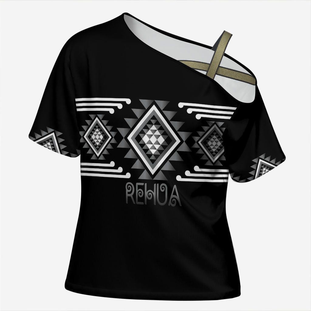Aotearoa Atua Rehua Personalised Cross Shoulder Shirt Maori God Of Healing Taniko Motifs