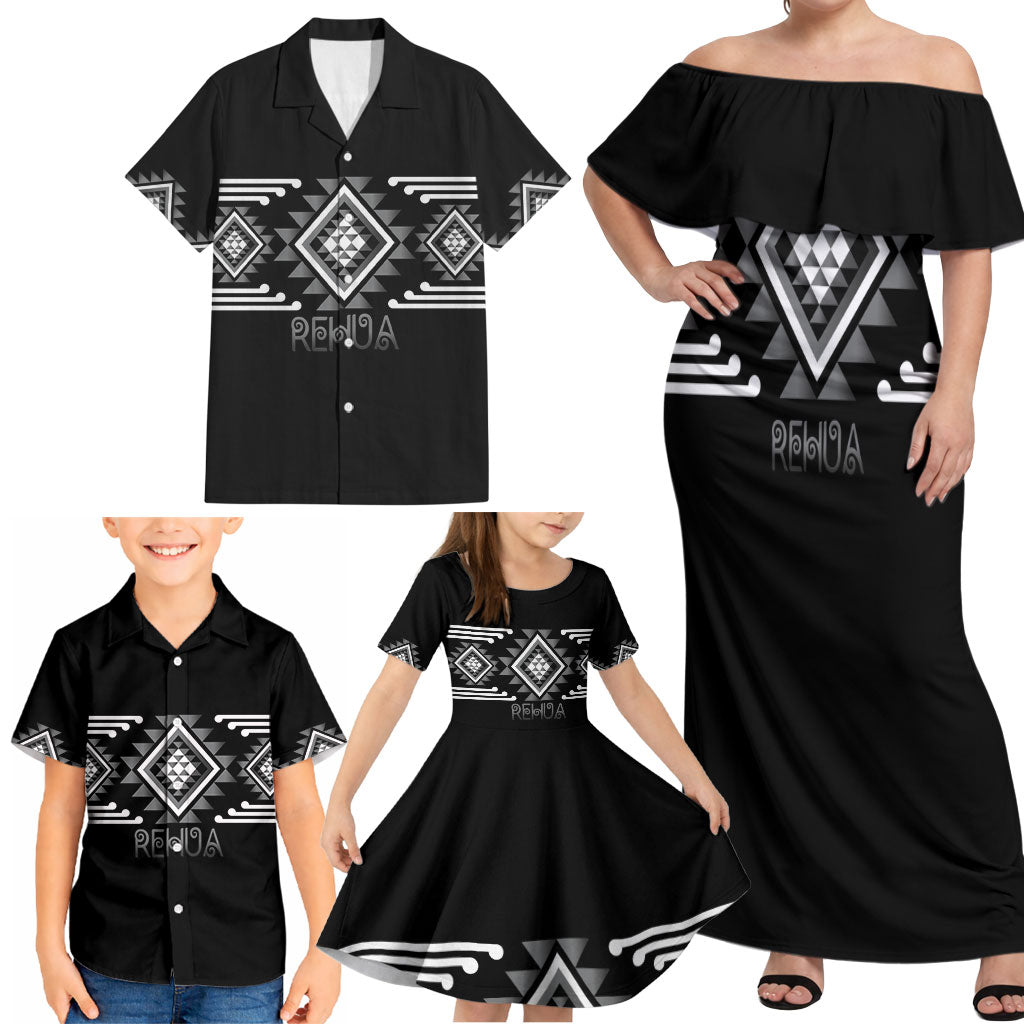 Aotearoa Atua Rehua Personalised Family Matching Off Shoulder Maxi Dress and Hawaiian Shirt Maori God Of Healing Taniko Motifs