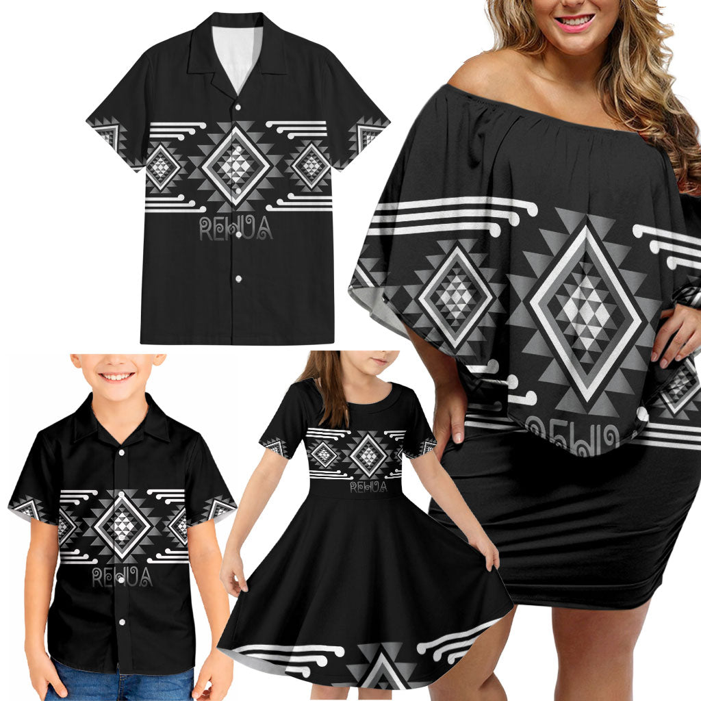 Aotearoa Atua Rehua Personalised Family Matching Off Shoulder Short Dress and Hawaiian Shirt Maori God Of Healing Taniko Motifs