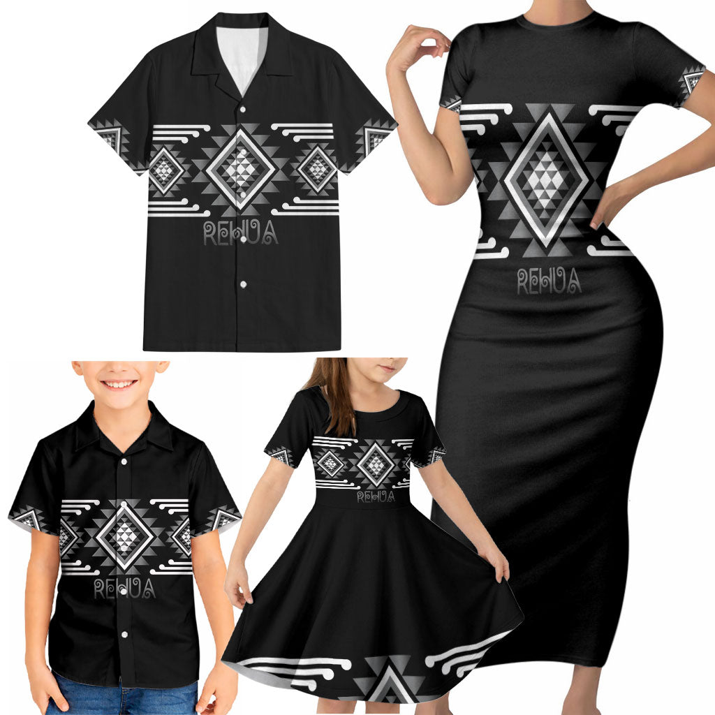 Aotearoa Atua Rehua Personalised Family Matching Short Sleeve Bodycon Dress and Hawaiian Shirt Maori God Of Healing Taniko Motifs