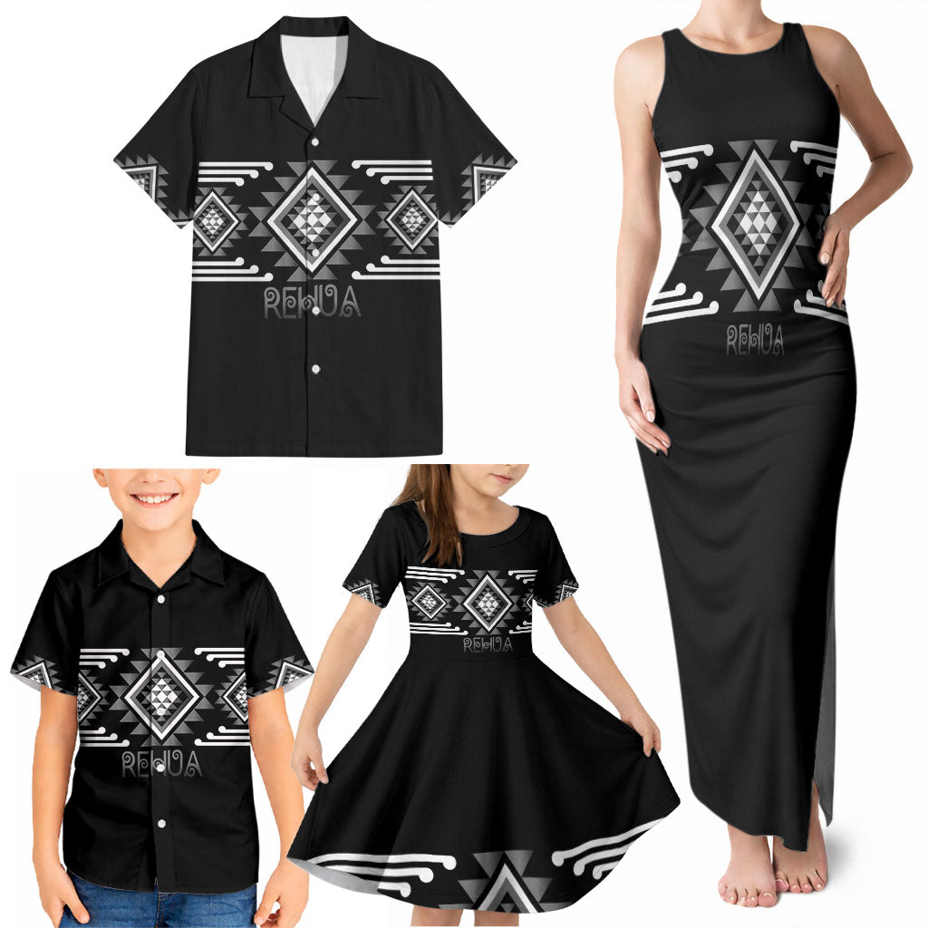 Aotearoa Atua Rehua Personalised Family Matching Tank Maxi Dress and Hawaiian Shirt Maori God Of Healing Taniko Motifs